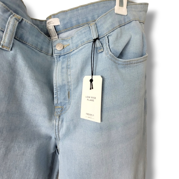 F21 Low Rise Flare Wide Leg Light Blue Jeans, 33 - Picture 6 of 6